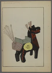 Japanse speelgoed, uit Unai no tomo (Vrienden van een kind) door Shimizu Seifu, 1891-1923. Paard.